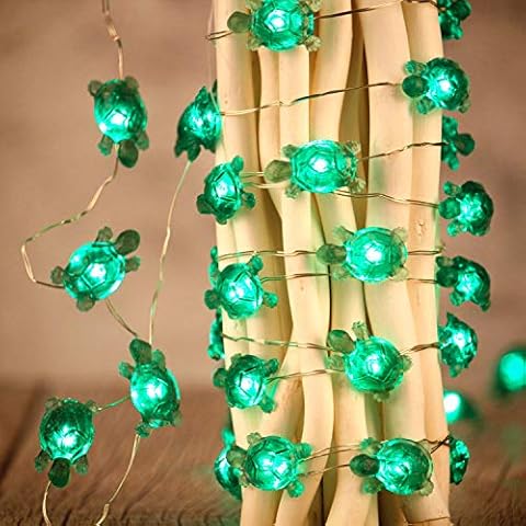 Turtle String Lights, Impress Life Summer Decorative LED Silver Wire 10 ft 40 LEDs with Remote for Indoor, Covered Outdoor Beach Party Decorations, Tent Wedding Holiday, Birthday Gift, Bedroom Cover