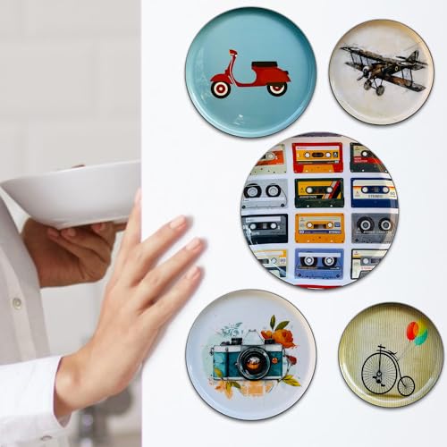 Image of Amazon basics Vintage Art Metal Decorative Fridge Magnet | Gift Items for Women and Men | Home Decoration Gift Item | Set of 5 |Stylish Fridge Magnet 1x9 CM, 1x7 CM, 1x5.5 CM