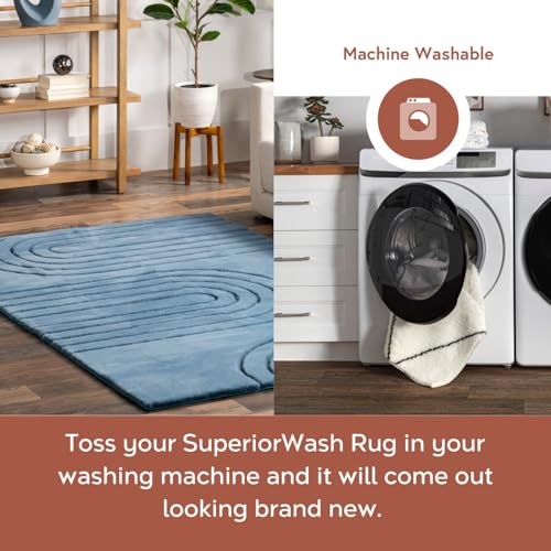 Nuloom SuperiorWash Valery Blue, 7'6" x 9'6", Soft and Fluffy, High Traffic, Stain Resistant, Easy Clean, Durable, Machine Washable Area Rug for Bedroom, Living Room, Dining, Den, Foyer, Entryway by nuLOOM - Image 2