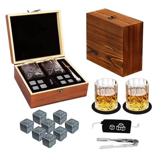 Whiskey Stones Gift Set - DIOXADOP Whiskey Glass Set Gifts for Men, 8 Granite Chilling Whisky Rocks, 2 Crystal Whisky Glasses - Best Gifts for Men Dad Husband Boyfriend Birthday Present