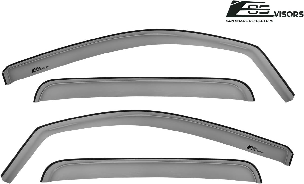 Fits All 2005-2015 Toyota Tacoma Double Cab Models | EOS Visors in-Channel Style Smoke Tinted Side Vents Window Deflectors Rain Guards