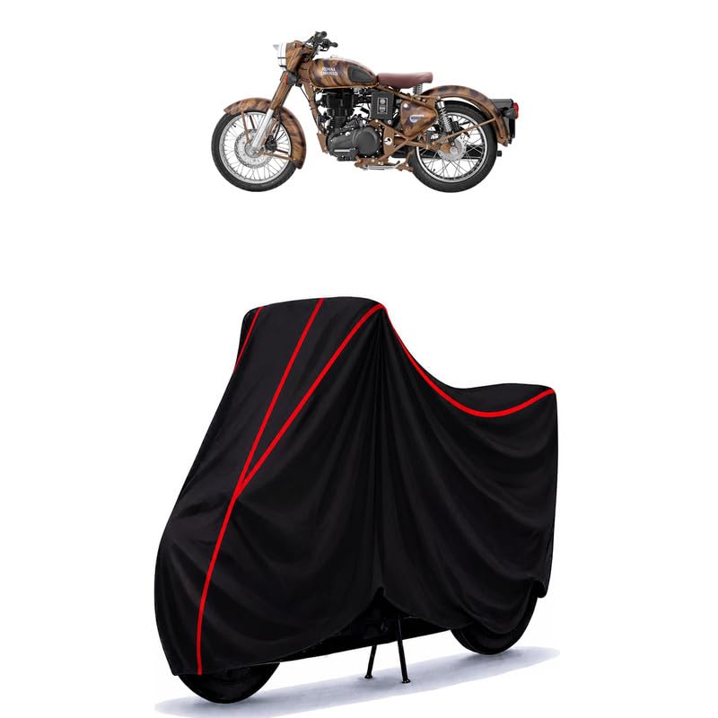 Image of Classic 500 Despatch Water Resistant Bike Cover for All Motorcycles & Rain | Heavy Duty Taffeta Fabric | UV Protection, Dustproof, Scratchproof | All Weather Two Wheeler Body Cover with Elastic Bottom