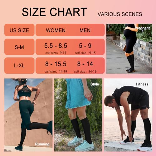 Image of Iseasoo 4 Pairs Compression Socks for Women Circulation-Best Support for Nurses,Running,Athletic,Travel
