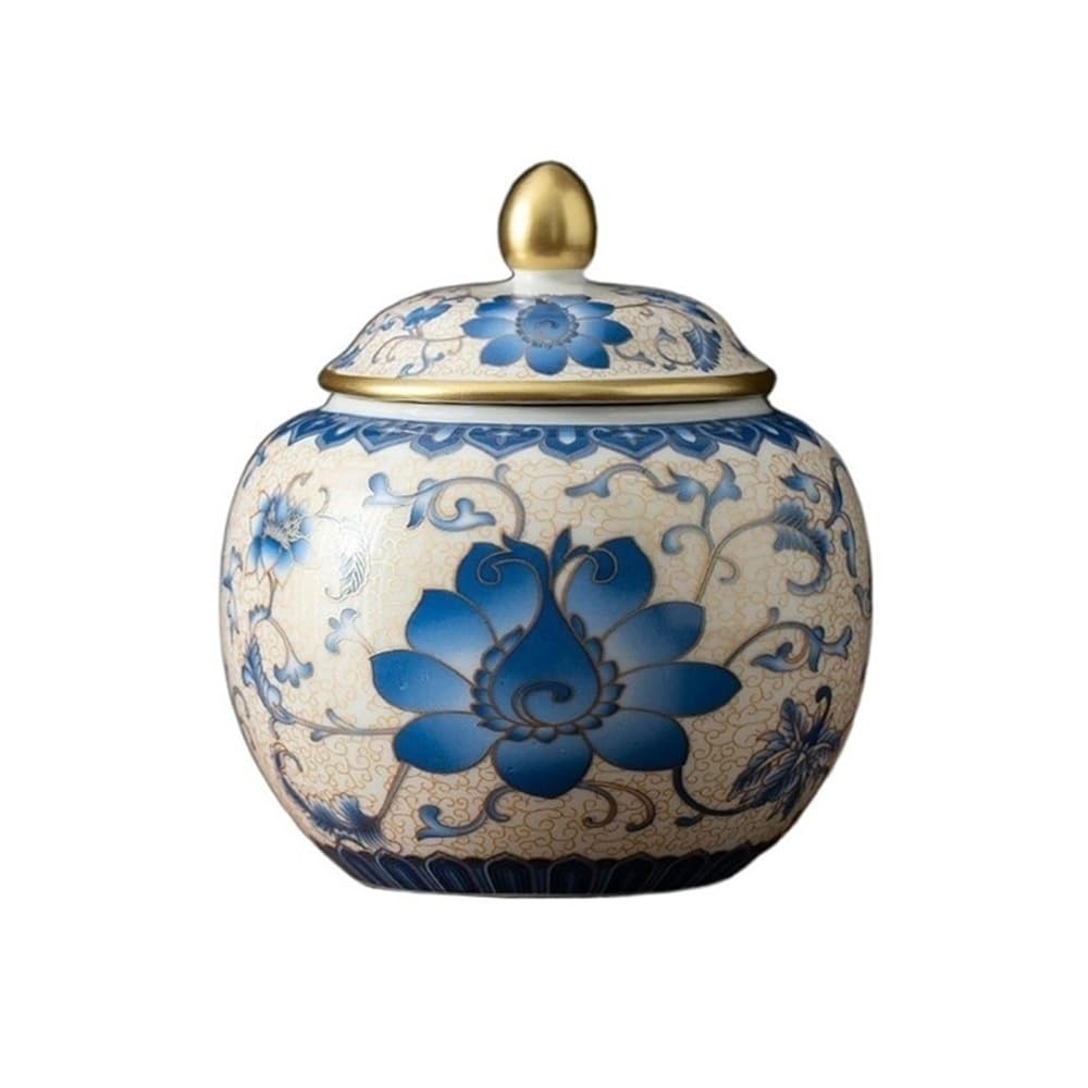 CHENGAIJIAN Tea Canister Ceramic Tea Canister Household Sealed Storage Jar Empty Canister Ornaments(Blue)