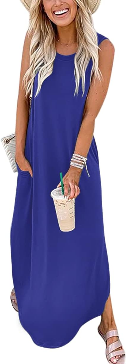 royal blue casual maxi dress Summer Casual Loose Long Dress Strapless Strap Cold Shoulder Short Sle   womenboutique