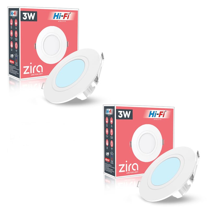 Image of elleys' ZIRA 3W LED Down Light (Cool White Light) Round Recessed Ceiling LED Light | Cut Out- 45 mm | BIS Certified & 4KV Surge Protection pop Lights for Ceiling (3W, Pack of 2)