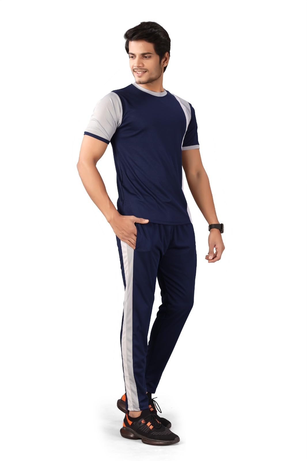 HAMPI Men's Colour Block Round Neck T-Shirt and Track Pant Co-ord Set, 2-Piece Set (IN, Alpha, 2XL, Regular, NAVY BLUE)-picture-33