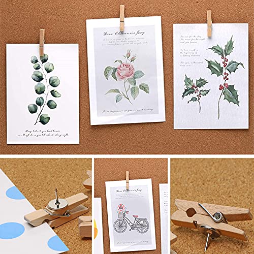 30PCS Push Pins with Wooden Clips - Multi-Function Thumbtacks with Clothespins Cork Board Clip Decorative Thumb Tack Pushpin for Bulletin Boards Artworks Notes Photos Craft Projects Home School Office