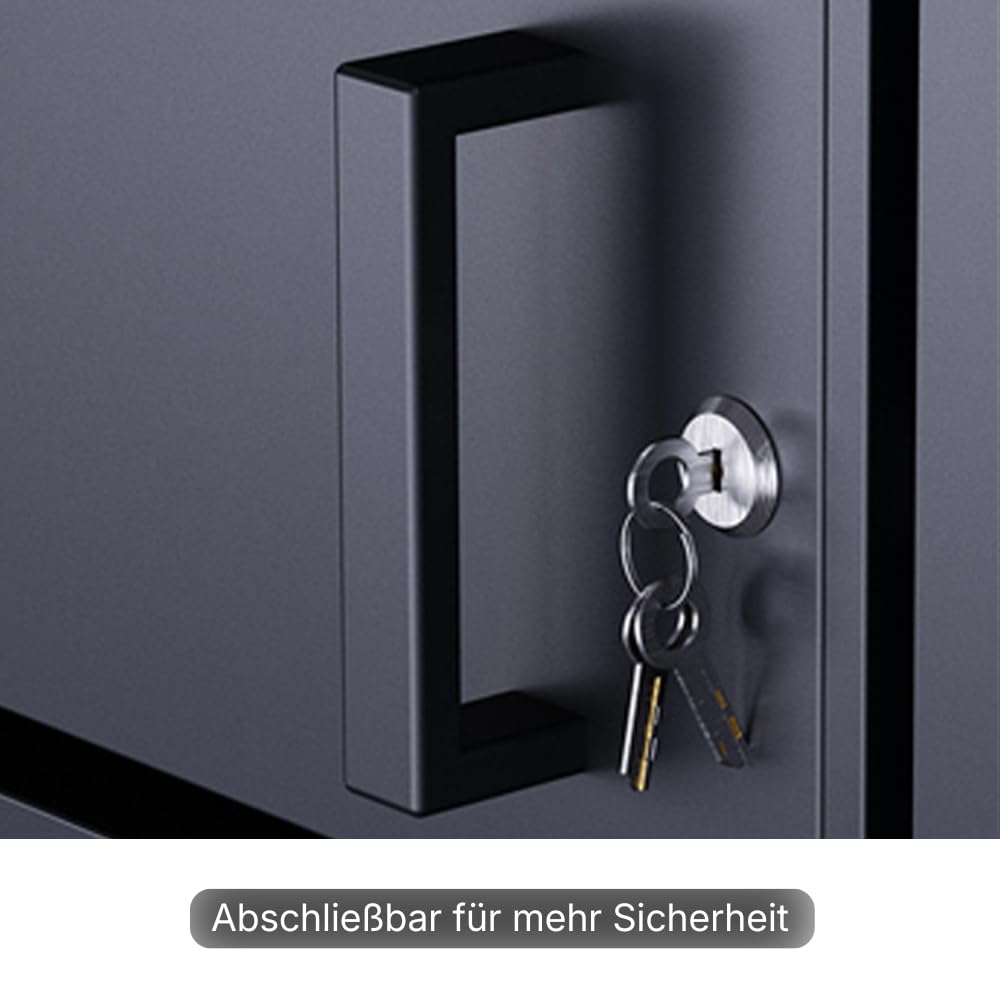 RS Trade Mülltonnenbox 3er Anthrazit für 120L & 240L, wetterfeste Mülltonnenverkleidung mit 3 Türen, abschließbares Mülltonnenhaus, Umhausung für Mülltonnen, Sichtschutz für Abfalltonnen draußen