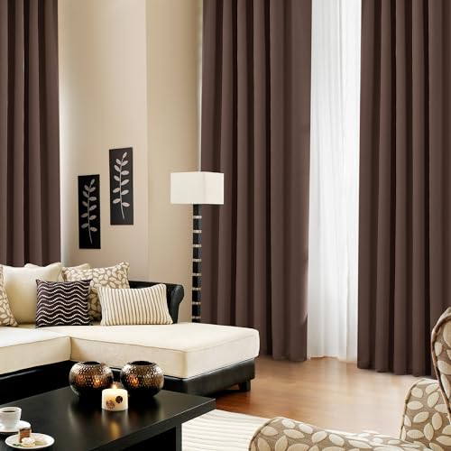image for Deconovo Blackout Curtains, Thermal Insulated, W42 x L63 2 Panels, Bac