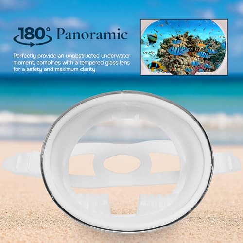 Blue Reef Stern Máscara Oval para Buceo Libre y Snorkel, Vidrio Templado, Silicona para Ajuste Cómodo Blanco miniatura 7