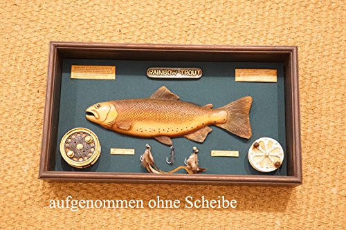 Angel Forelle Fligenfischen Fligenangeln Kasten Rolle Antik Vitrine Nostalgie Deko