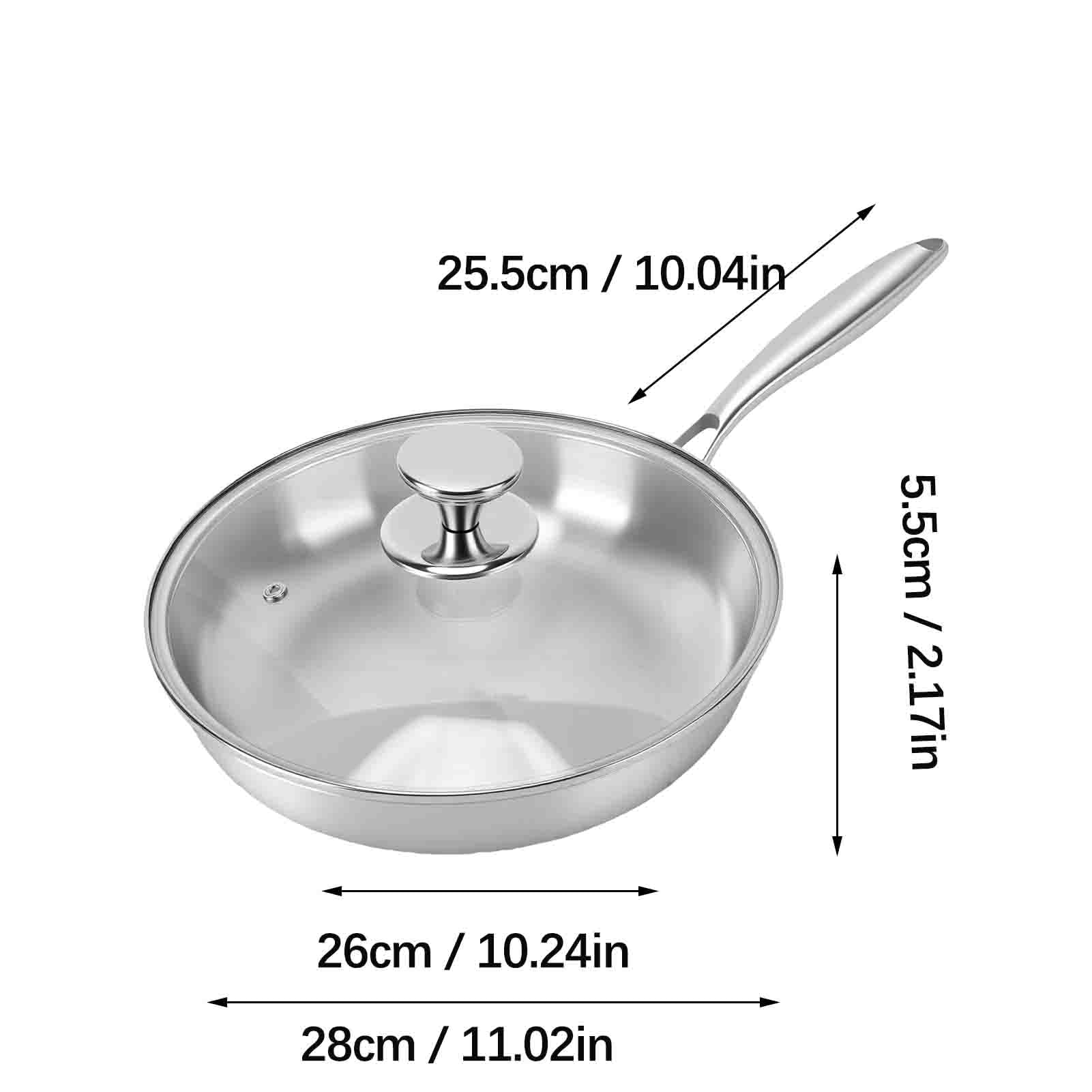 Naroote Sartén de Acero Inoxidable 28 Cm 3 Capas
