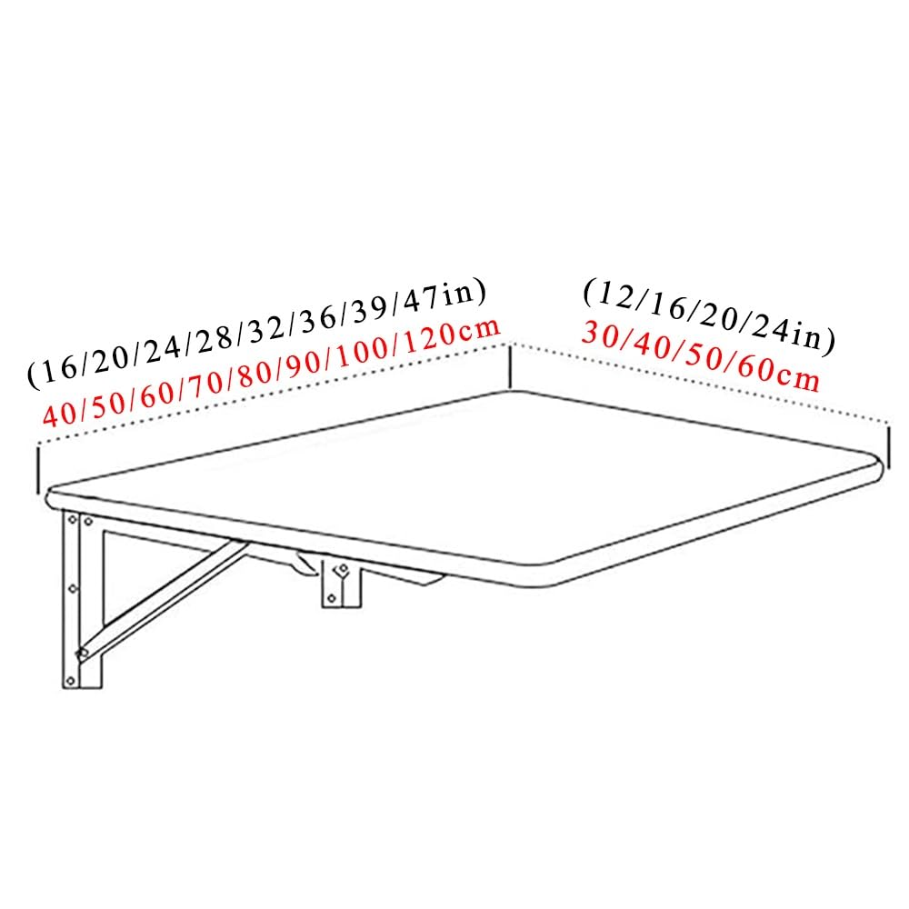 Table Pliante Murale Bureau Mural Rabattable avec Support en Fer