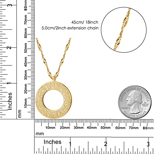 Qitian Islamic Jewelry Gifts For Women Muslim Pendant Gold Allah Arabic Necklaces Ayatul Kursi Necklace Islam Eid Ramadan Gifts For Women Men（Gold-Hollow） #TOP6