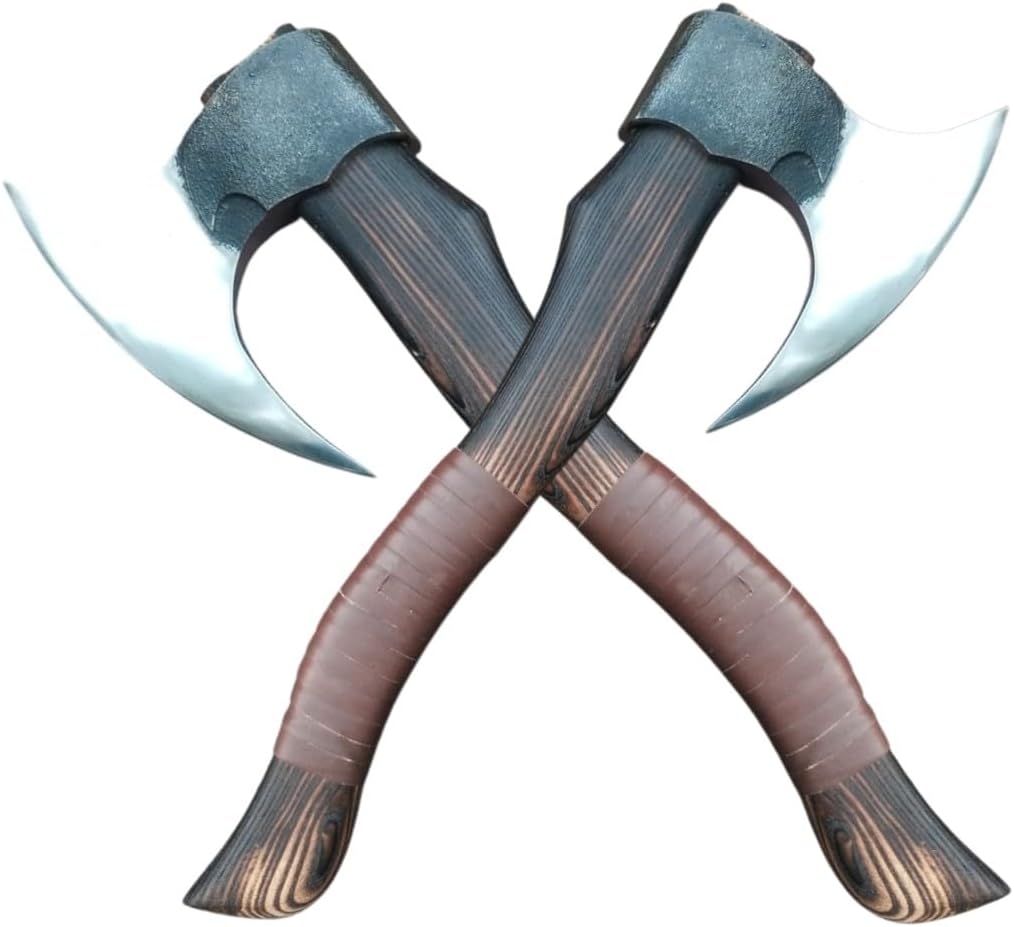 Hunting & Camping | custom handmade Viking medieval Axe with Viking gift,Hand Axe,Viking Gifts for Men,Camping Tomahawk,Bearded,Valhalla Axe with Leather Sheath (Battle axe) (Battle)