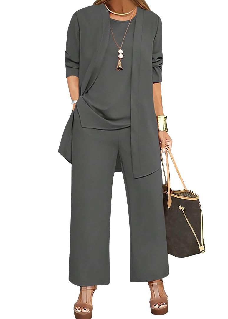 Shownicer Hosenanzug Damen Festlich Elegant 3-Teiliges Set Große Größen Abendanzug