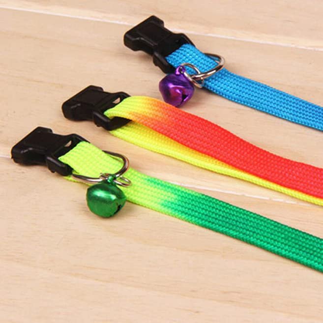 Image of KsPups Rainbow Dog Cat Bell Collar I Adjustable Outdoor Comfortable I Pet Collars for Small Dogs Puppies Pets Collars I Pack of-1 (Rainbow Print Collar)