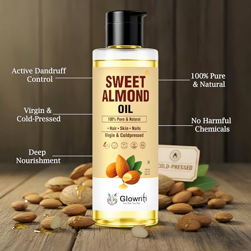Image of Cold Pressed Sweet Almond Oil | 100% Pure and Natural | Hair & Skin Oil | Premium Grade Carrier Oil | Skin | Hair | Body | Massage | Hexane-Free | 200 ml