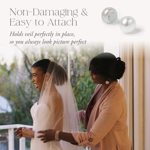 Maplefield Double-Sided Pearl Veil Weights - 12 Count Pearl White Suede - Strong Magnetic Non-Damaging Hold for Wedding Veils & Long Bridal Trains - Bridal Accessories & Dress Weights3