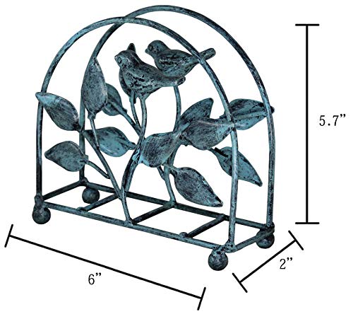 Porta-guardanapos clássico de ferro fundido para pássaros e árvores, dispensador de lenços de mesa,