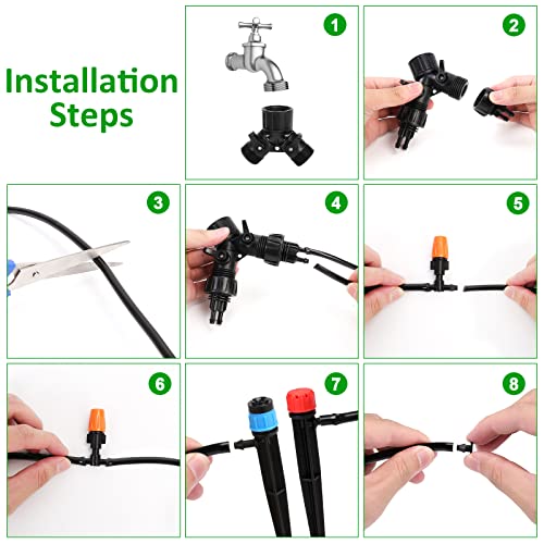 Valinks Drip Irrigation Kit, 82Ft Greenhouse Micro Automatic Irrigation System Misting Plant Watering System With 1/4 Inch Blank Distribution Tubing Hose Nozzle Sprinkler For Garden Patio Lawn #TOP5