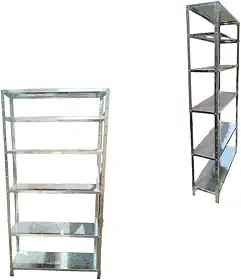Estante Multiuso Aço GALVANIZADA Pintura Eletrostática 6 Prateleiras 90cm comprimento, 185cm altura, 27,5cm profundidade, 180kg total, 30kg por Bandeja distribuídos