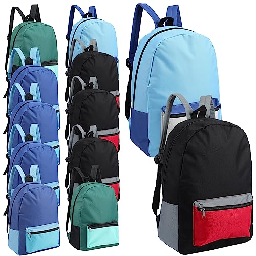 Image of Amylove 12 Pack Backpack in Bulk 17 inch Lightweight Outdoor Travel Bag Classic Bookbags Bulk for Elementary Middle High(Multicolor)