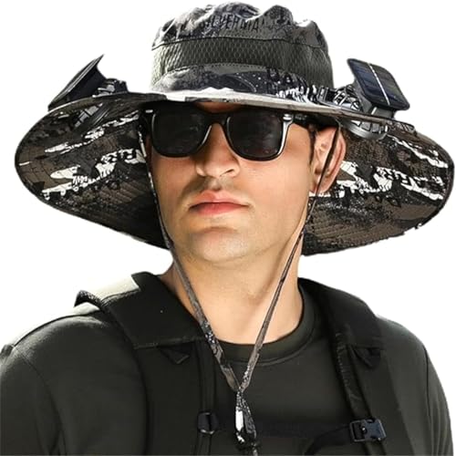 Chapeau large ventilateurs solaires pour rester au frais à la plage et pêche