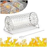 Rolling Grill Basket, Parrilla Barbacoa Acero Inoxidable, Rejilla Barbacoa,Cesta De Barbacoa Portátil Para Acampar Al Aire Libre, Perfecta Para Verduras, Frutas, Papas Fritas (1PCS)