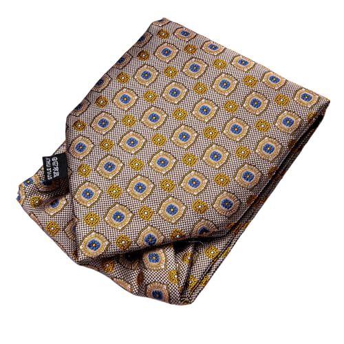 Image of Dubulle Paisley Floral Ascot for Men Self Tie Mens Cravat and Pocket Square Cufflinks Wedding