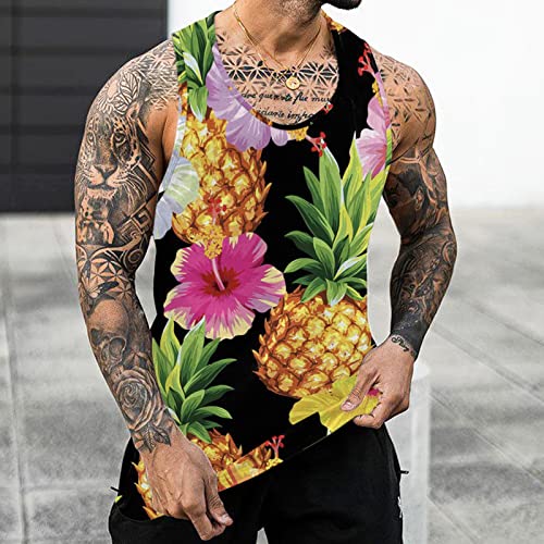 Mens Summer Beach Seaside Digital 3D Printed Round Neck Sleeveless T Shirt Vest Mens T Shirt 3xlt - Image 5