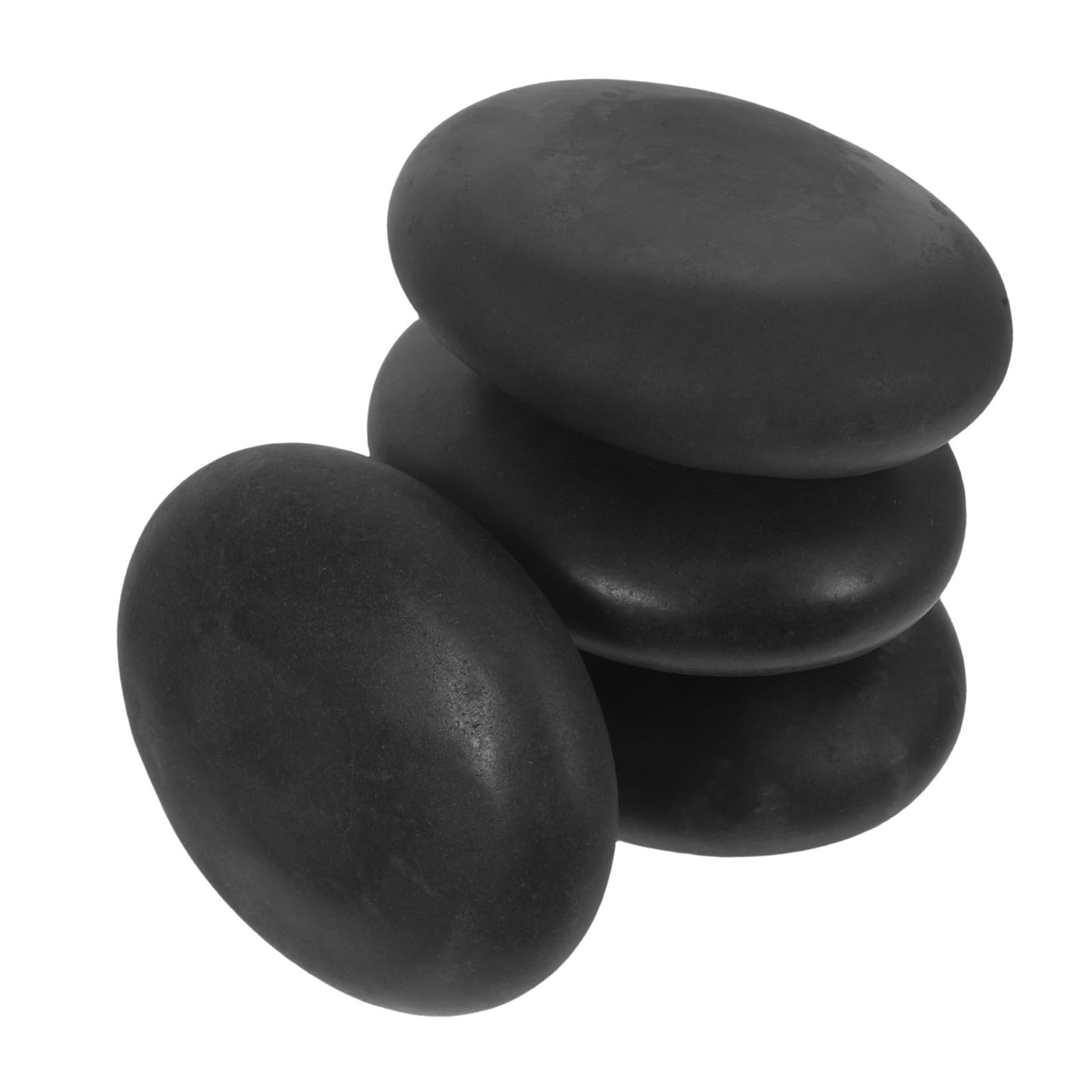 Holzmassagegerät mit 4stücke Erhitzten Basalt Massagesteinen in Schwarzer Glatter Gebogener Form für Fußpflege und Entspannende Spa Anwendungen zu Hause und Salon