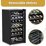 Winado 28-Bottle Dual Zone Compressor Wine Cooler, Freestanding Compact Mini Wine Fridge with Adjustable Temperature, Digital Control & Removable Shelves for Wine Storage - Image 5