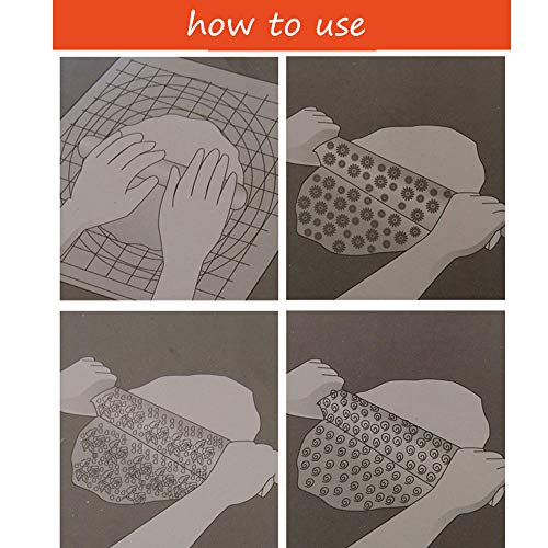 Eorta Embossed Rolling Pins Textured Cake/Clay Decorating Tools Flower/Heart/Feet 3D Pattern Food Grade Plastic Embossed Roller With Handle For Fondant, Pie, Cookie, Biscuit, Dough, G-Blue Rose #TOP4