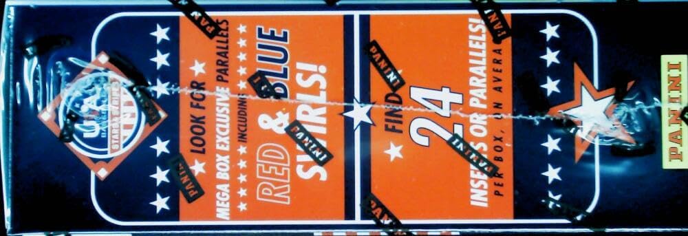 2025 Panini USA Baseball Stars and Stripes Factory Sealed Mega Box. 3 Auto or Memorabilia Hits Per Box. 60 Cards. Chase the ultra rare Kaboom Insert.