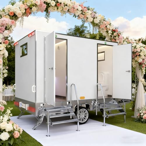 2-Stall Mobile Restroom Trailer, Luxury Wedding Restroom Trailer – Elegant