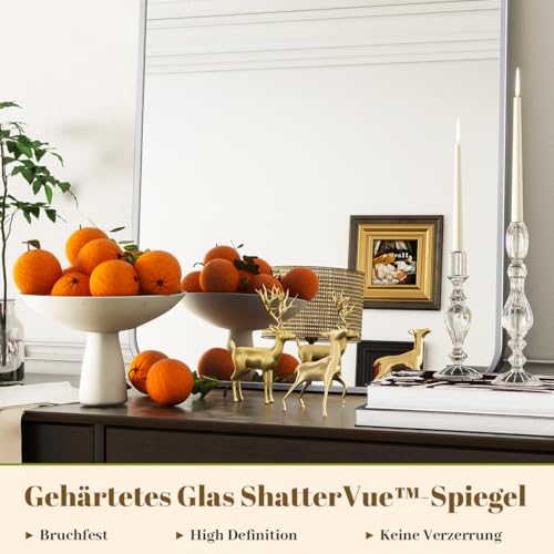Koonmi Badspiegel mit runden Ecken 61 x 91 cm, Alurahmen, Silber – Ansicht 3