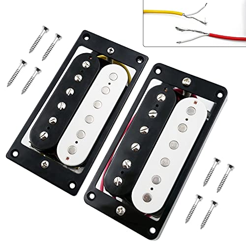 Humbucker Pickups Double Coil Pickup Electric Guitar Parts Replacement Neck&Bridge Pickups Set, Black and White
