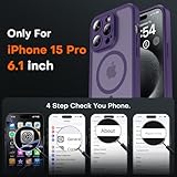 TOCOL Magnetic for iPhone 15 Pro Case 6.1-Inch, Fit for MagSafe, Upgraded [Full Camera Protection], [14FT Military Grade Drop Tested] Shockproof Slim Translucent Matte Back Cover (Midnight Purple) - Image 2