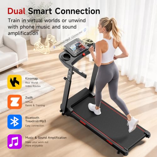 Image of EVKRUN 41 inchx16 inch Belt Walking Pad with Adjustable Handlebar, 20% Auto Incline