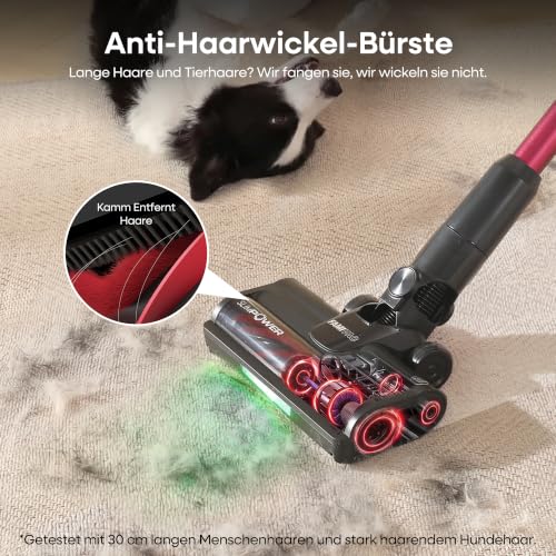 FAMIVAC FV3 Akku Staubsauger Kabellos, Knickrohr, 60Kpa & 50Min, Grüne LED – Ansicht 5