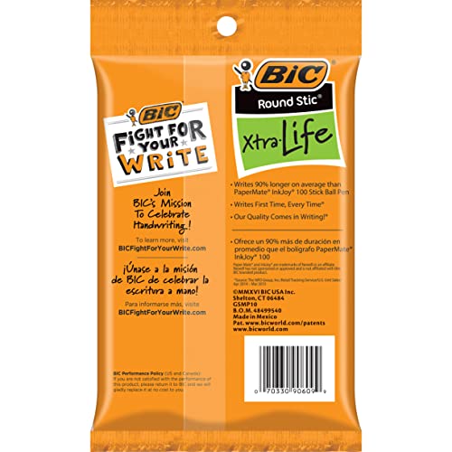 Image of BIC Round Stic Xtra Life Red Ballpoint Pens, Medium Point (1.0mm) Bulk Pens, Flexible Round Barrel for Writing Comfort, No. 1 Selling Ballpoint Pens, 10 Count (Pack of 2)