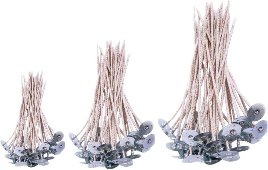 Eco Braided Candle Wicks Set | 150 Pre-Waxed 3, 5, 7 Inch Cotton & Paper Wicks | Thick 3mm Pre-Tabbed Wicks for Soy Candle Making Supplies
