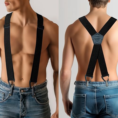 RBOCOTT Mens Hidden Black Suspender Under Clothes with 4 Snap Loop(1)