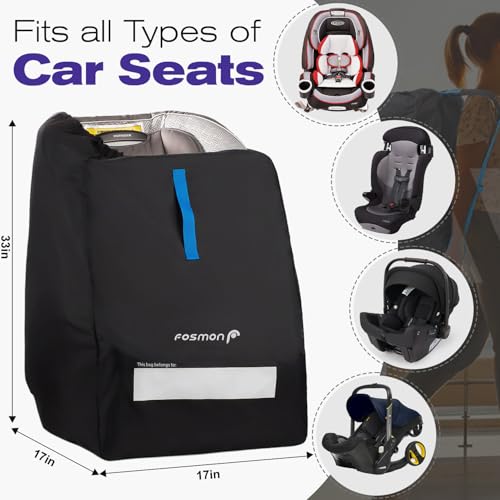 Image of Car Seat Travel Bag for Airplane, Padded Gate Check Backpack Straps | Large Gate Check Bag, Padded Backpack Straps, Water Resistant Cover, Fits Infant Carrier Booster and Standard Seats