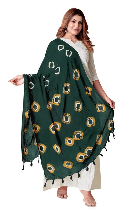 Image of Traditional Bandhani Dupatta for Women Soft Cotton Blend with Tie-Dye Print and Elegant Design for Ethnic