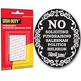 SignDuty No Soliciting Metal Sign w/Double Sided mounting Strip - DiBond Aluminum Waterproof Sign for Home & Business(White)