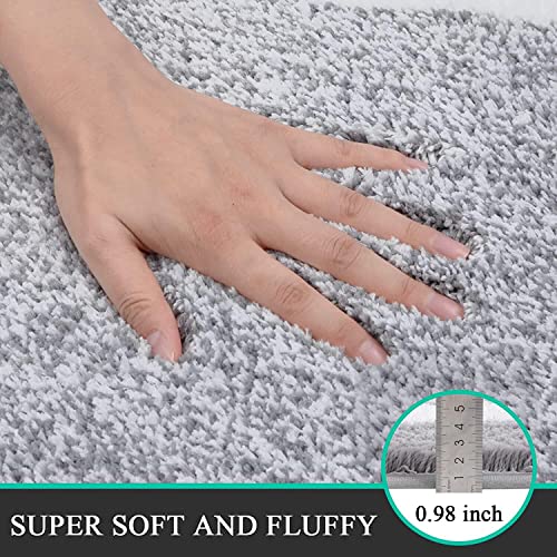 Pauwer Bathroom Rug Set 3 Piece, Non-Slip Absorbent Bath Mats, Microfiber Soft Bathroom Mat, Absorbent Plush Shaggy Bath Mats Carpets Includes U-Shaped Toilet Mat For Bath Floor, Shower, Light Grey #TOP2