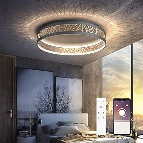 Yuanfenghua LED Deckenleuchte Mit Fernbedienung und App-Steuerung Dimmbar Schlafzimmer Lampe Cover